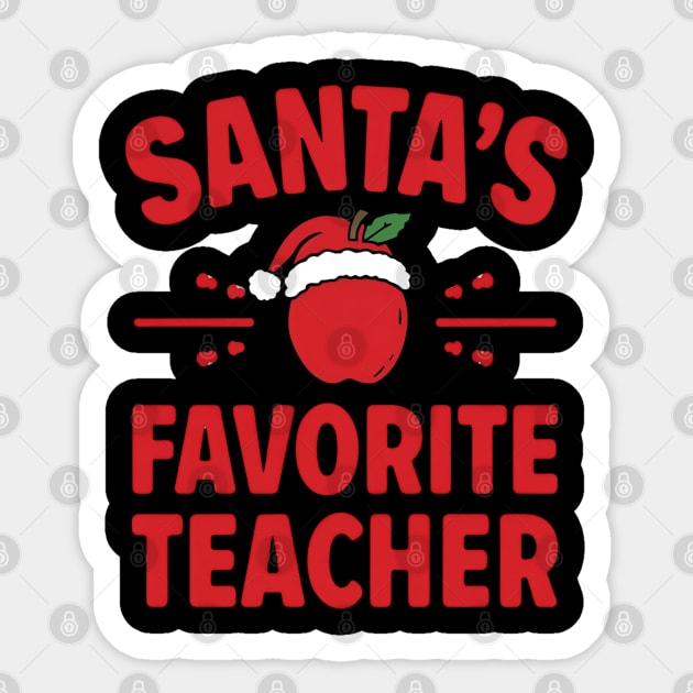 Santa’s Favorite Teacher Christmas Sticker by Ink Lines
